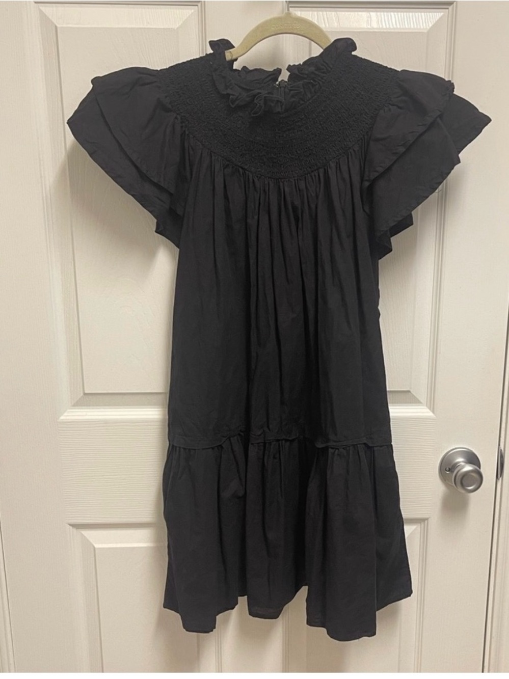 Pinch Black Smocked Yoke Tiered Mini Dress